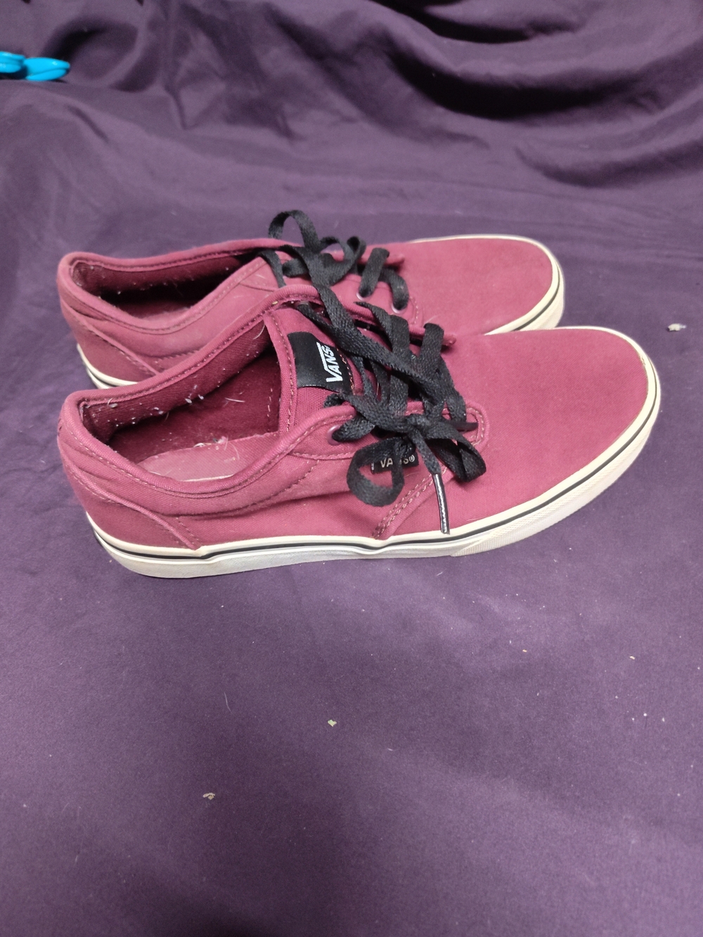 Vans Burgundy Canvas Low-Top Sneakers with Black Laces